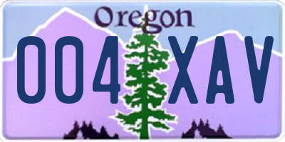 OR license plate 004XAV
