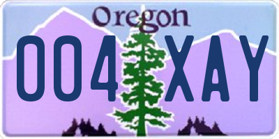 OR license plate 004XAY