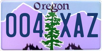 OR license plate 004XAZ