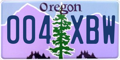 OR license plate 004XBW