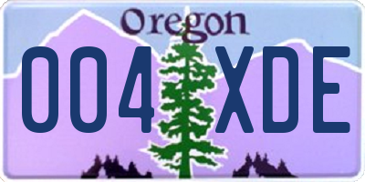 OR license plate 004XDE