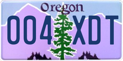 OR license plate 004XDT
