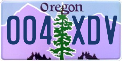 OR license plate 004XDV