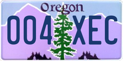 OR license plate 004XEC