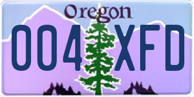 OR license plate 004XFD