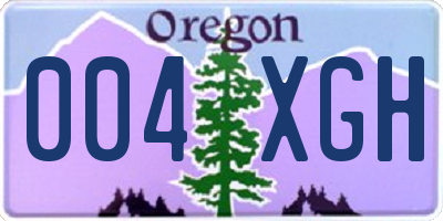 OR license plate 004XGH