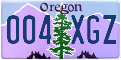 OR license plate 004XGZ
