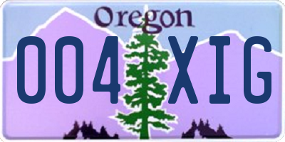 OR license plate 004XIG
