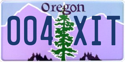 OR license plate 004XIT
