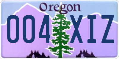 OR license plate 004XIZ