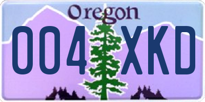 OR license plate 004XKD