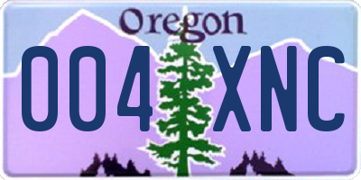 OR license plate 004XNC
