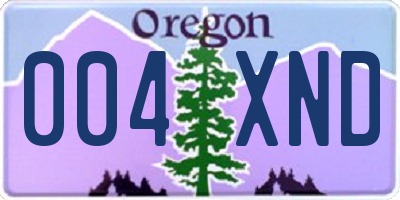 OR license plate 004XND