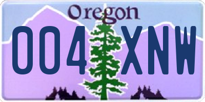 OR license plate 004XNW