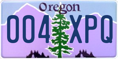 OR license plate 004XPQ