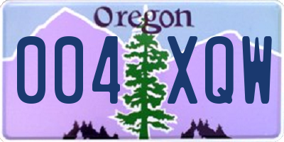 OR license plate 004XQW