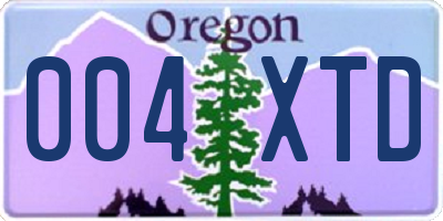 OR license plate 004XTD