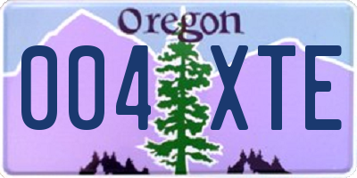 OR license plate 004XTE