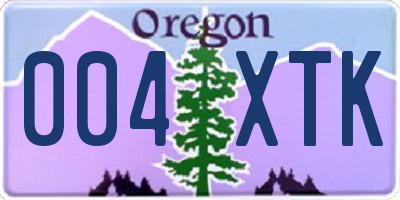 OR license plate 004XTK