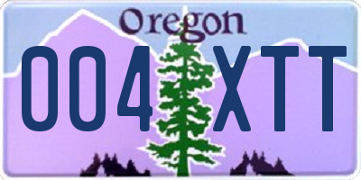 OR license plate 004XTT