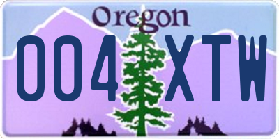 OR license plate 004XTW