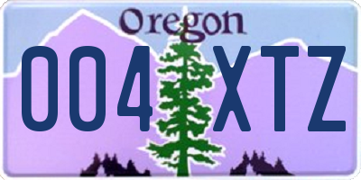 OR license plate 004XTZ