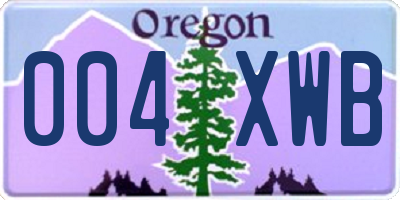 OR license plate 004XWB