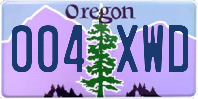 OR license plate 004XWD