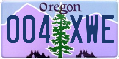 OR license plate 004XWE