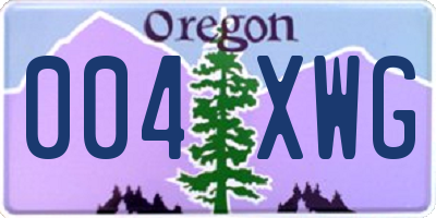 OR license plate 004XWG