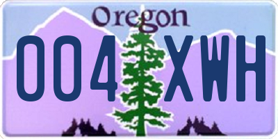 OR license plate 004XWH