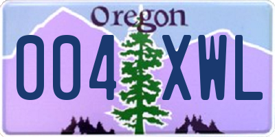 OR license plate 004XWL