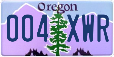 OR license plate 004XWR