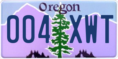 OR license plate 004XWT