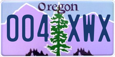 OR license plate 004XWX