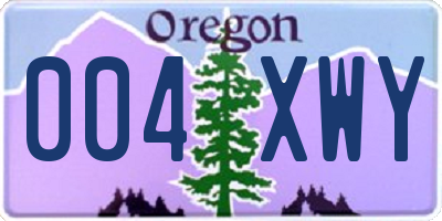 OR license plate 004XWY