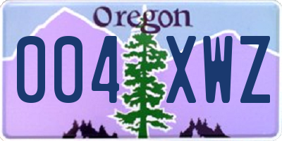 OR license plate 004XWZ