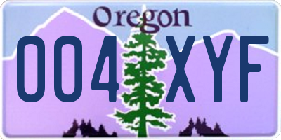 OR license plate 004XYF