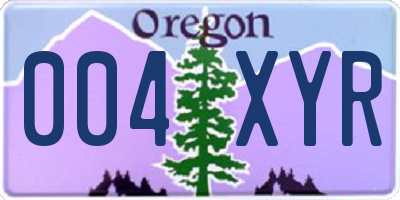 OR license plate 004XYR