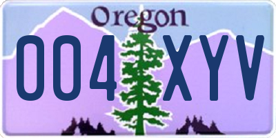 OR license plate 004XYV