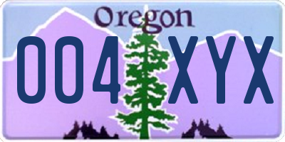 OR license plate 004XYX