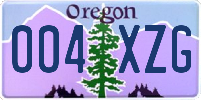 OR license plate 004XZG