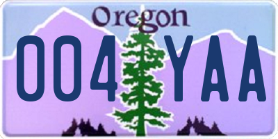 OR license plate 004YAA