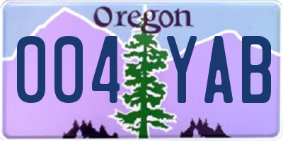 OR license plate 004YAB