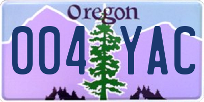 OR license plate 004YAC