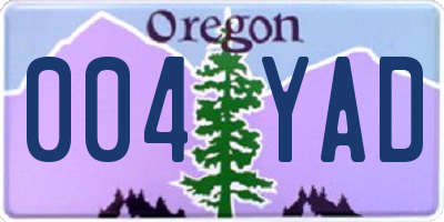 OR license plate 004YAD