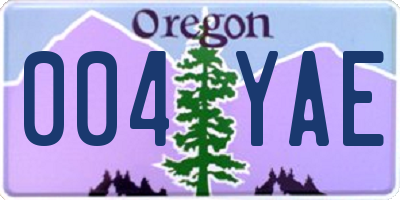 OR license plate 004YAE