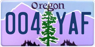 OR license plate 004YAF