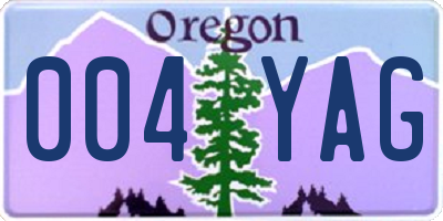 OR license plate 004YAG