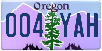 OR license plate 004YAH